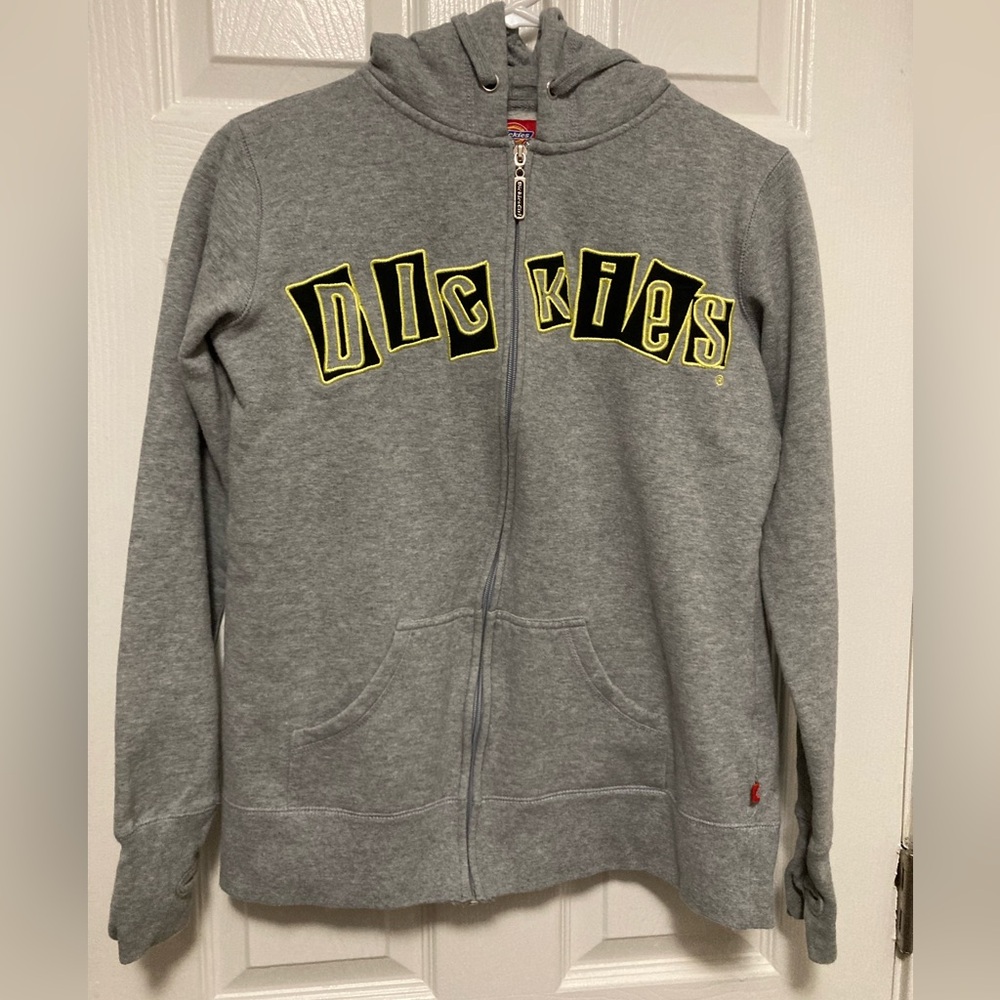 *Dickies Vintage Rare HTF Heather Gray Zip Up Hooded Jacket #B